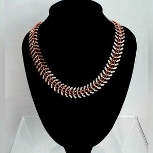 Rose Gold Fishbone Choker Style Necklace